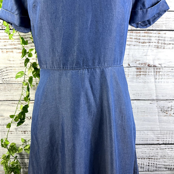 Banana Republic Dress $128 size 4 Denim Jean Tencel Career Wedding Knee A Line - Picture 8 of 16